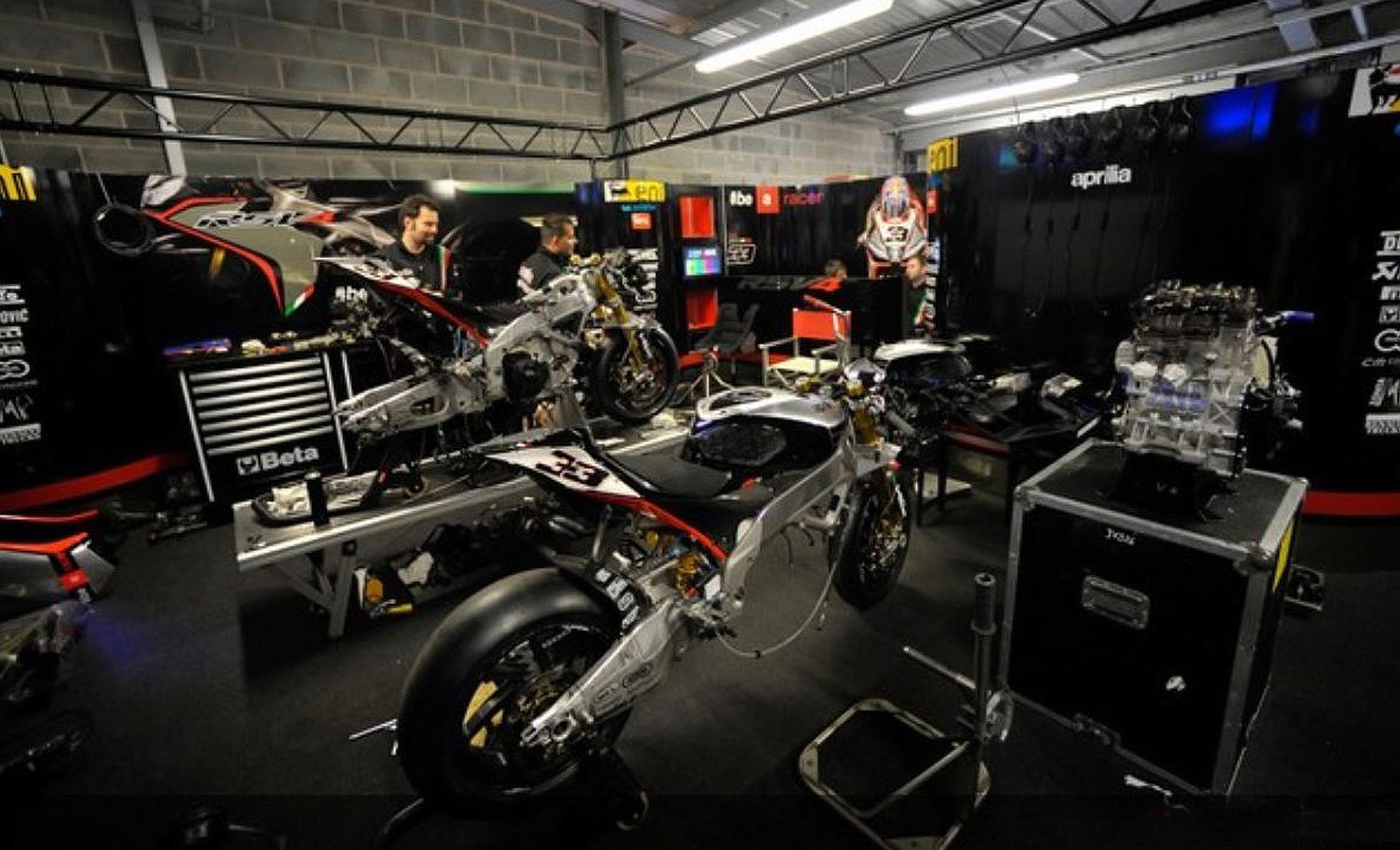 Aprilia Racing Team's box at World Superbike 2014
